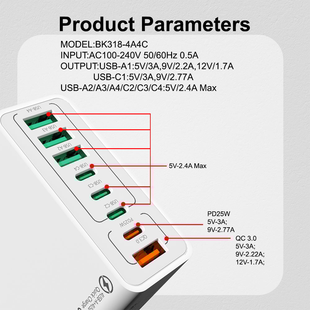 8 Ports USB Fast Charger