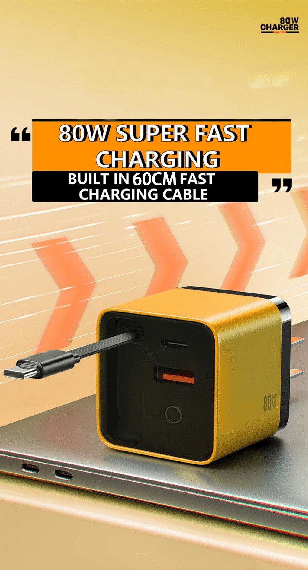 ✨- 3 in 1 Charger Retractable 80W MAX Fast
